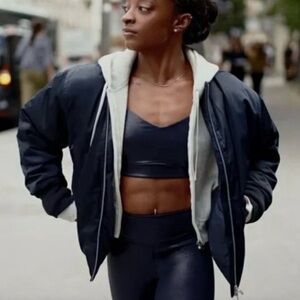 Athleta Dark Blue Bomber Jacket, Simone Biles Bomber Jacket